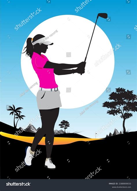 Silhouette Vector Illustration Golf Course Golfer Stock Vector (Royalty ...