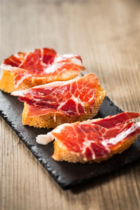 Jamon iberico tapas stock image. Image of sliced, slice - 59080215