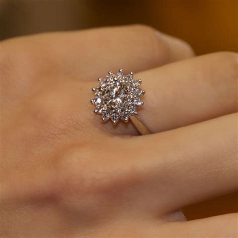 Diamond cluster #engagementrings #fashion #glam #diamonds Moissanite Engagement Ring Halo ...