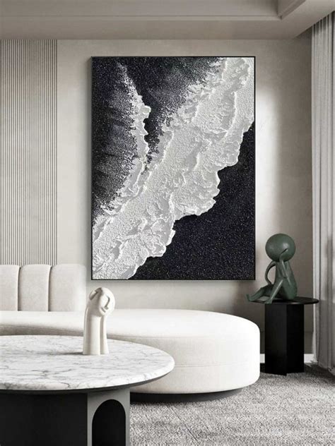 Black And White Painting, Black And White Textured Wall Art, Black And ...