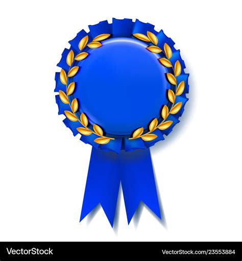 Blue award ribbon best trophy luxury Royalty Free Vector