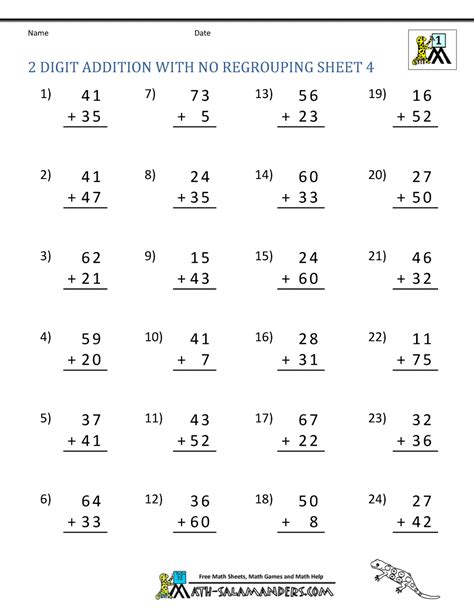 2 Digit Addition Without Regrouping