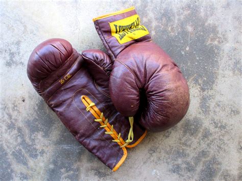 Vintage Boxing Gloves Everlast Leather Lace Ups 16 ounce