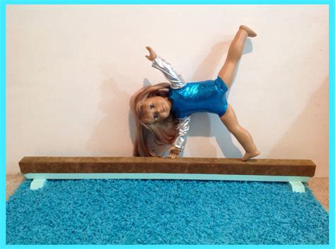 Tan Gymnastics Balance Beam for American Girl Doll AG with Turquoise ...