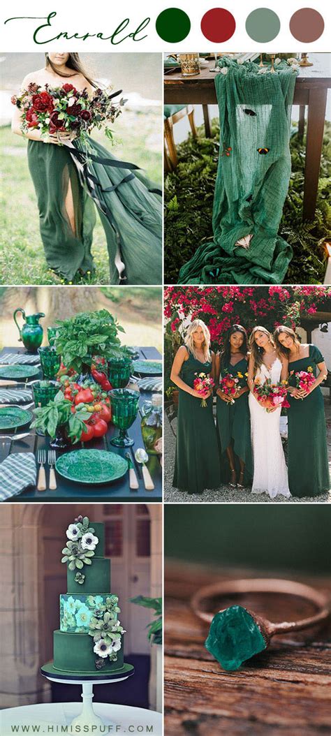 ️ 14 Dark Green Emerald Wedding Colors & Palettes - Hi Miss Puff