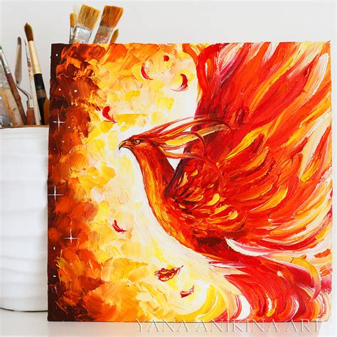 Phoenix Oil Painting Textured Phoenix Original Art Bird Phoe - Inspire ...