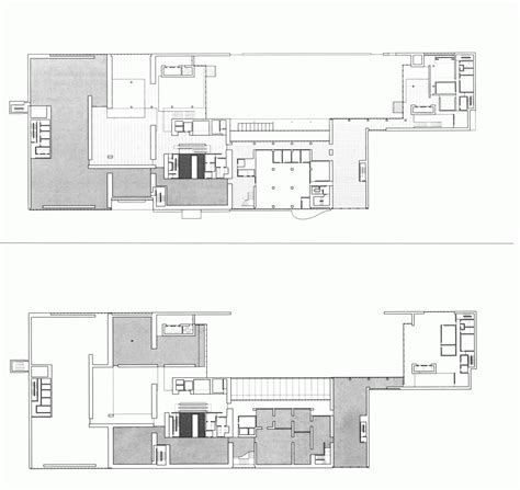 two drawings of the floor plan for a house with multiple levels and different areas to each level