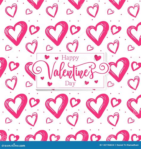 Cute Romantic Hearts Valentine S Day Pattern Background Stock Vector ...