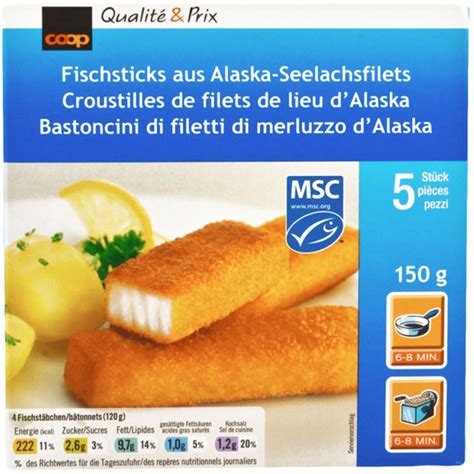 Buy Frozen MSC Alaska Pollock Fish Sticks 5 Pieces (150g) cheaply | coop.ch