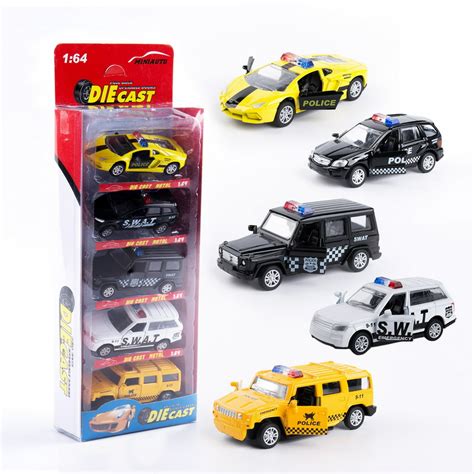 KIDAMI Die Cast Metal Toy Cars Set of 5, Openable Doors Pull Back Car ...