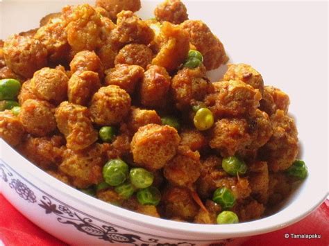 Soy Chunks Curry with Leftover Cauliflower Fry ~ Tamalapaku