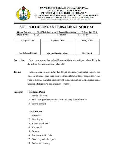 (PDF) SOP PERTOLONGAN PERSALINAN NORMAL