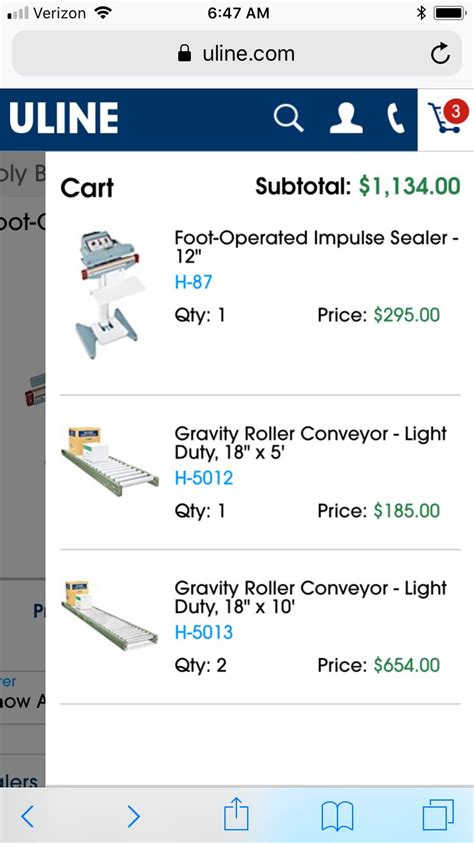 ULINE gravity conveyor tables and bag sealer | Conveyor, Sealer, Roller