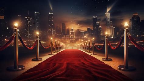 Red carpet rolling out in front of glamorous movie premiere background | Premium AI-generated image