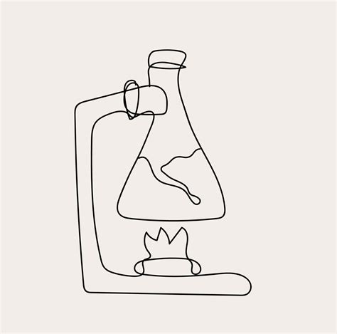 Minimalist Chemistry Equipment Line Art, Science Outline Drawing, Simple Sketch, Flask ...