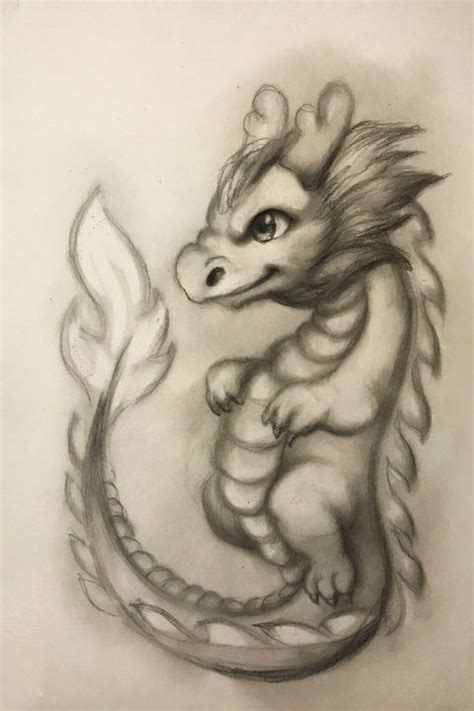 Sketching - Eastern Baby Dragon - Online Lesson Demo Works - Drawings ...