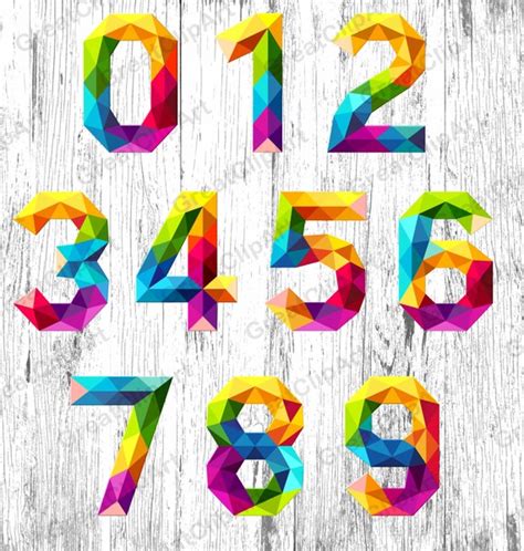 10 Colorful Numbers Symbols Rainbow Numbers Digital Fonts | Etsy