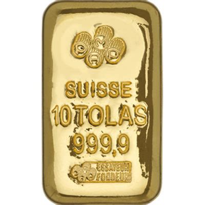 10 Tola (13.2 oz) Suisse Pure Gold Bullion Bar - Bullion Mart