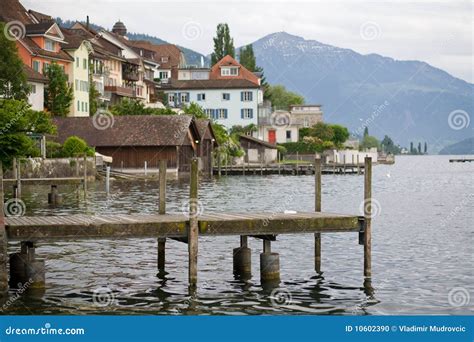 Zug lake in Switzerland stock photo. Image of hill, house - 10602390