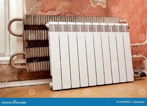 Installation of a radiator stock photo. Image of industrial - 24620892