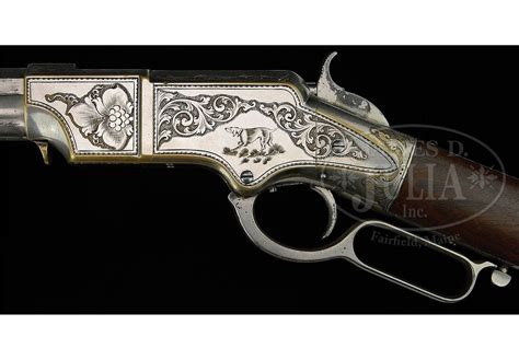 EXTREMELY RARE FULL NICKEL ENGRAVED HENRY MODEL 1860 LEVER ACTION RIFLE.