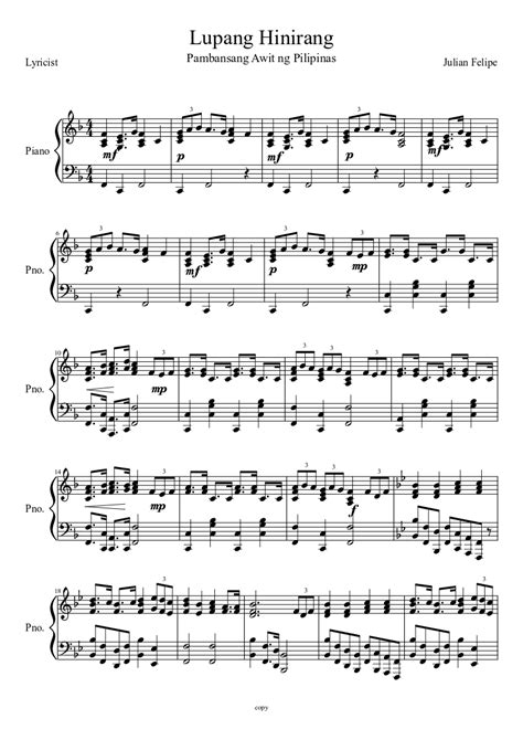 Lupang Hinirang sheet music download free in PDF or MIDI