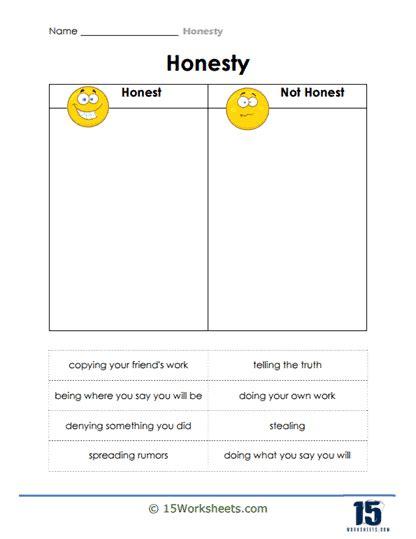 Honesty Worksheets - 15 Worksheets.com