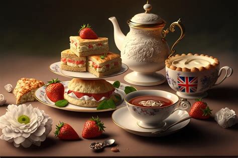 Premium AI Image | Traditional English afternoon tea includes scones ...