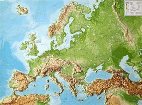 NÁSTENNÉ MAPY | Európa reliéfna 3D mapa 82x60cm | www.worldmaps.sk