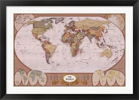 Map of the World (mollweide projection) Artwork by Unknown at FramedArt.com