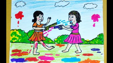 Holi Festival Drawing For Kids How To Draw Holi Drawing For Kids Holi – Otosection