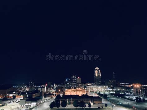 Skyline of Des Moines Iowa from Amphitheater Stock Image - Image of ...