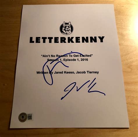 Jared Keeso Jacob Tierney Letterkenny Pilot Signed Auto Script Cover ...