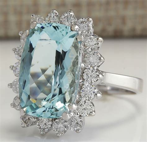 Large Women Jewelry 925 Silver Aquamarine Gemstone Wedding Bridal Ring Size 6-10 | eBay