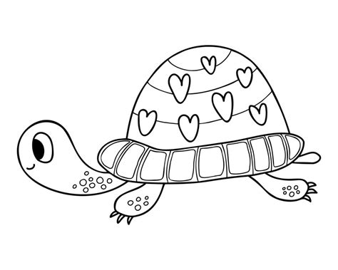 Cute turtle. Vector illustration. Outline drawing cartoon animal For ...