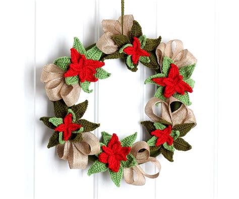 Christmas Poinsettia Wreath | AllFreeCrochet.com