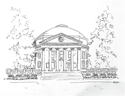 Original University of Virginia Rotunda Drawing by Victoria Van ...