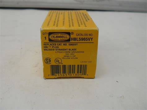 Hubbell HBL5965VY plug straight blade 15A 125V 2 pole 3 wire Yellow new | eBay