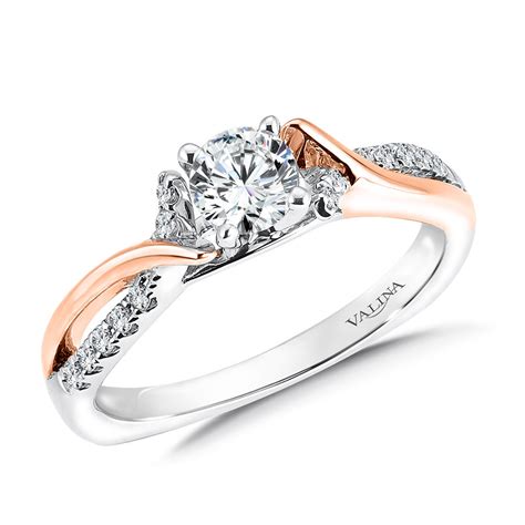 Rose & White Gold Diamond Engagement Ring | RQ9370WP | Valina Mix Metal ...