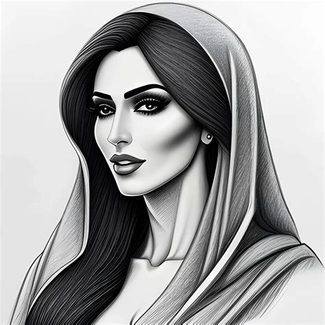 , Pencil Sketch,Beautiful Iranian girl - Arthub.ai