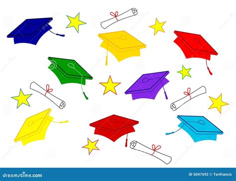 Graduation Caps In The Air Vector Illustration | CartoonDealer.com ...