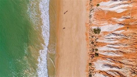 Premium Photo | Aerial view of dramatic landscape by beach