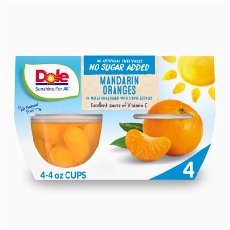 Dole® Fruit Bowls® Mandarin Oranges With No Sugar Added Cups, 4 ct / 4 oz - Pick ‘n Save