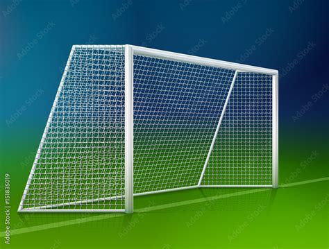 Soccer goal post with net, side view. Association football goal on field. Best vector ...