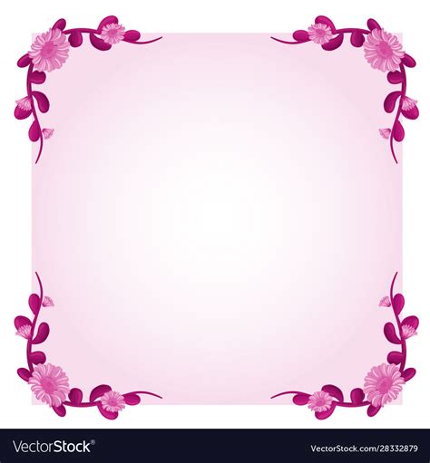 Pink frame template with flowers Royalty Free Vector Image