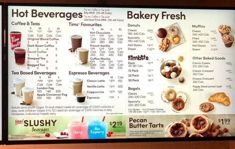 Tim Horton Menu Canada with Prices 2023