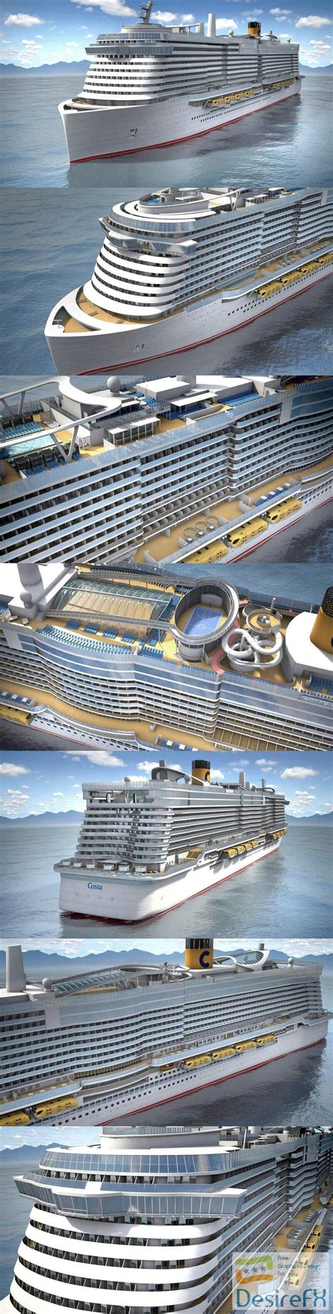 Download Costa Smeralda Cruise Ship 3D Model - DesireFX.COM