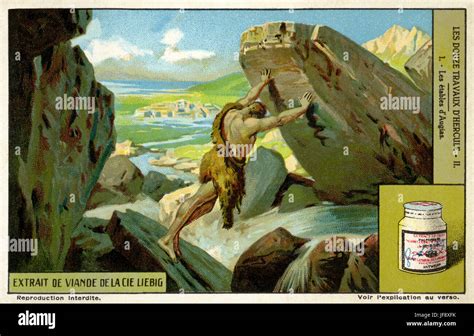 Hercules cleans the Augean stables by redirecting the river. Twelve Stock Photo, Royalty Free ...