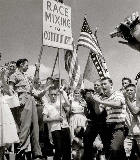 A protest against school integration in Little Rock, Arkansas in 1959 ...