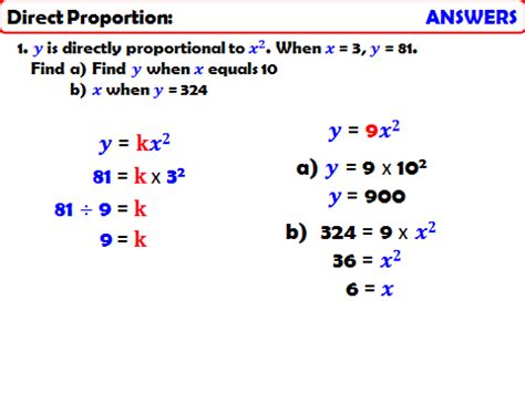 Algebraic Proportion: Using Directly Proportional Relationships ...